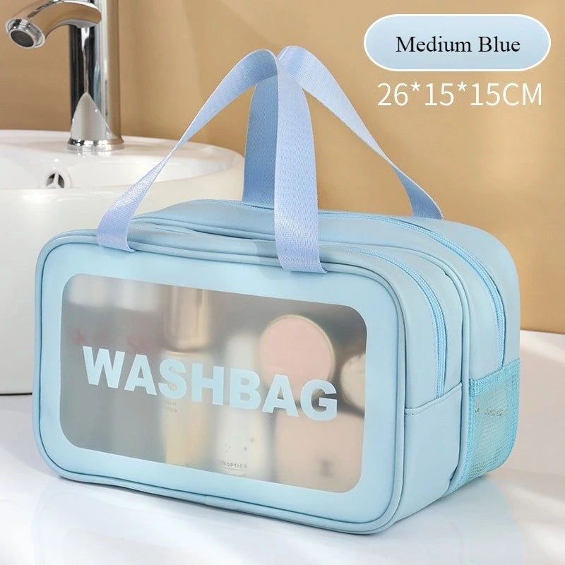 Large Clear Travel Wash Bag – Wet & Dry Double-Layer Organizer