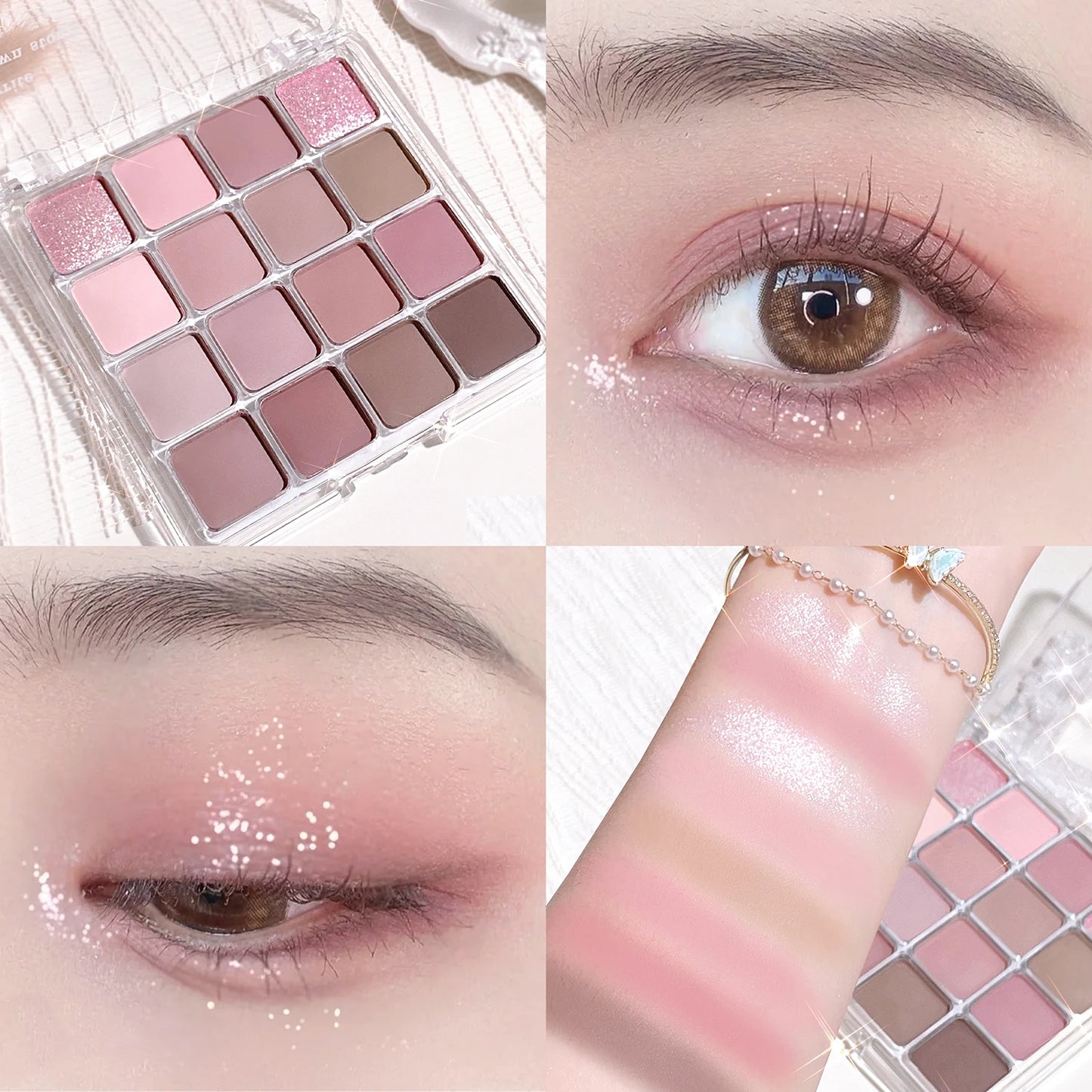Sunset Magic 16-Color Eyeshadow Palette – Pearl & Matte Shades