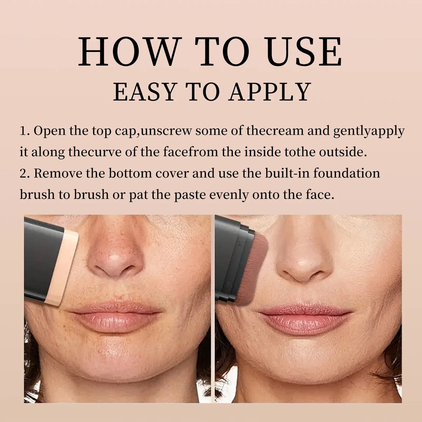 2-in-1 Concealer Stick with Brush - Waterproof Flawless Coverage Hydrating Long-Wearing Foundation for Women and Girls - Lightweight Matte Finish