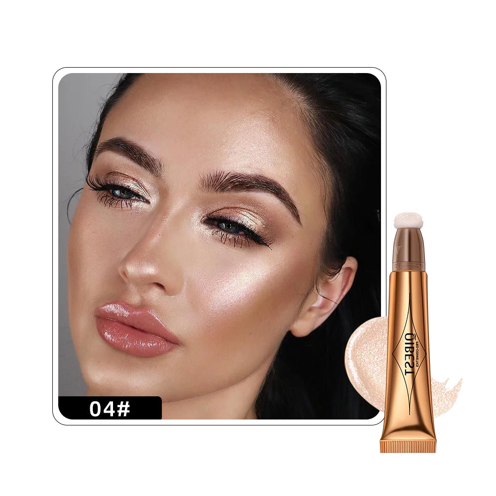 Liquid Contour with Cushion Applicator - Hydrating Cream Blush and Highlighter for a Natural Radiance
