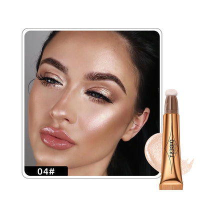 Liquid Contour with Cushion Applicator - Hydrating Cream Blush and Highlighter for a Natural Radiance