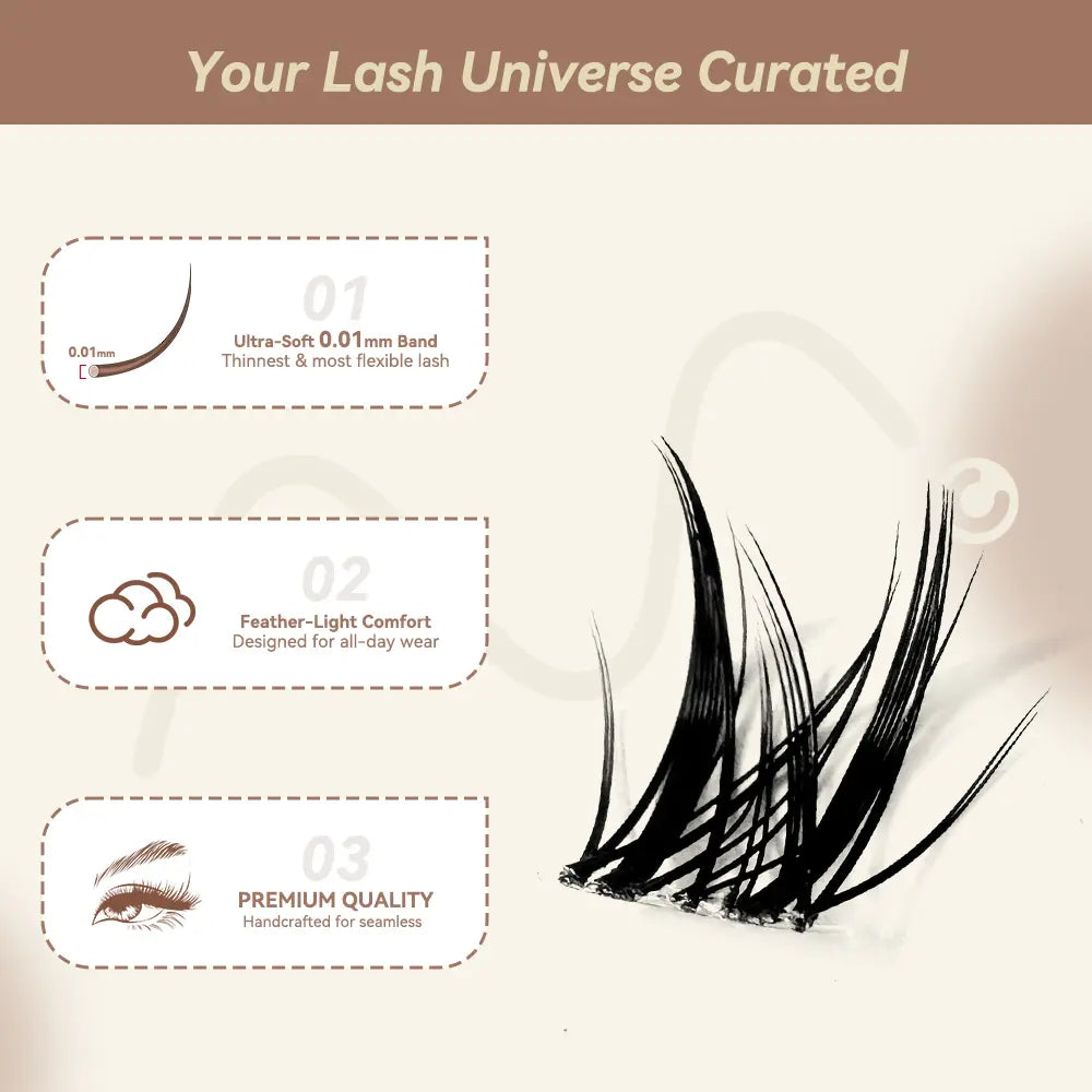 SELENE Maxcomfi Anime Lashes - Luna Style APHRODITE, Long-Lasting Waterproof Lashes with Super Soft Thin Band, Ideal for Daily Wear and Beginner-Friendly DIY Application for Flawless Volume