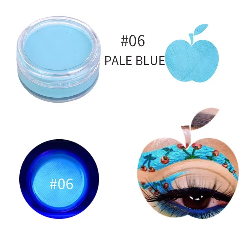 12-Color Waterproof Neon Eyeliner Cream - UV Blacklight Fluorescent Face and Body Makeup for Halloween