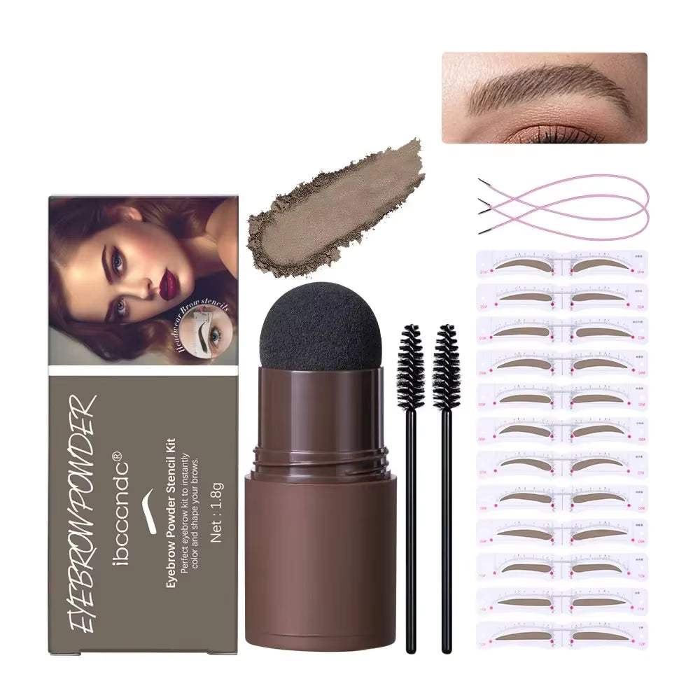Professional Eyebrow Shaping Kit with Powder Stamp, Waterproof Pencil, and Stencils