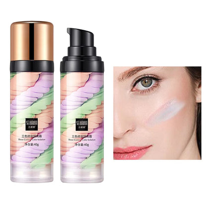 Three-Color Press Release Cream Concealer - Isolating Makeup Facial Base Brightening Cream