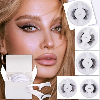 Professional Magnetic False Eyelashes Kit - 5 Pairs of Reusable Mink Lashes with Tweezers and Extension Tool