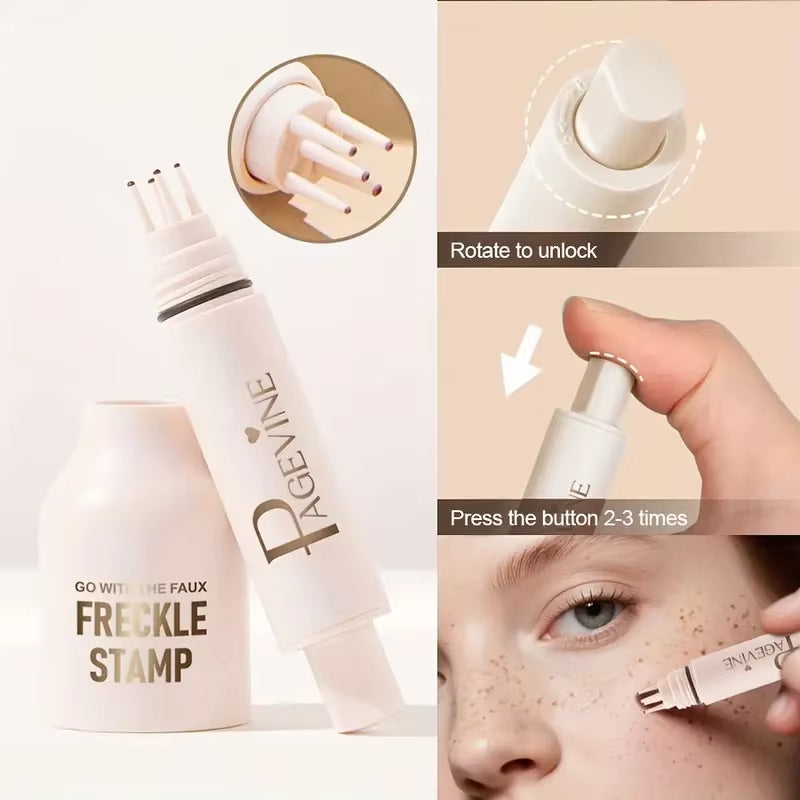 4-in-1 Natural Freckle Stamp Pen - Fast-Drying, Waterproof, Light Coverage Temporary Freckles for Cosmetic Makeup