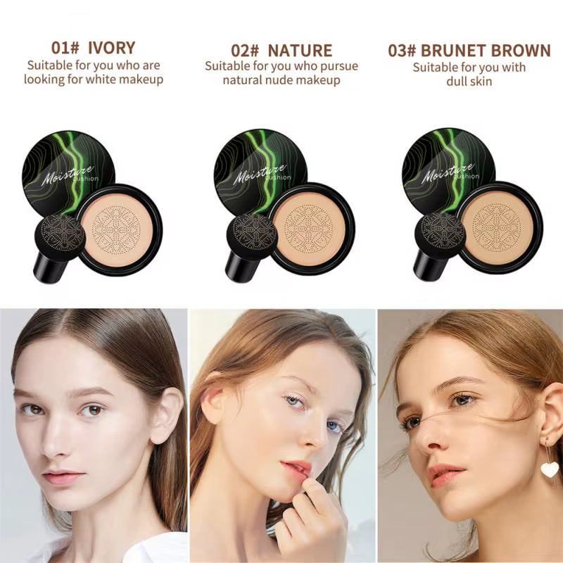 Mushroom Head Air Cushion CC Cream - Natural Moisturizing Foundation and Concealer with Whitening and Oil-Control Properties