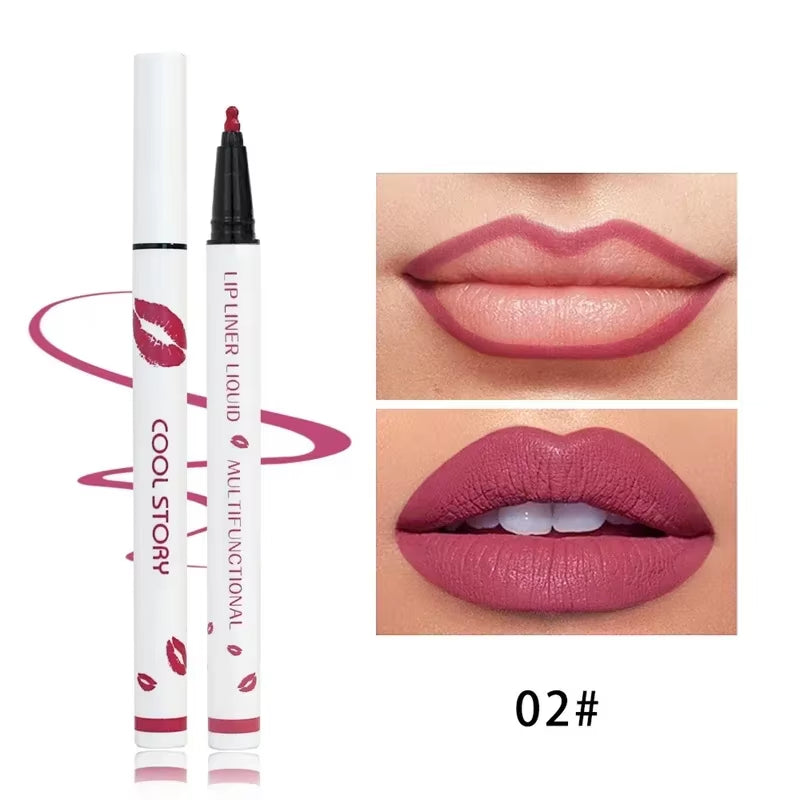 Matte Liquid Lip Liner Pencil - Long-Lasting, Quick-Drying, Smudge-Proof Cosmetic Tool for a Natural Lip Look