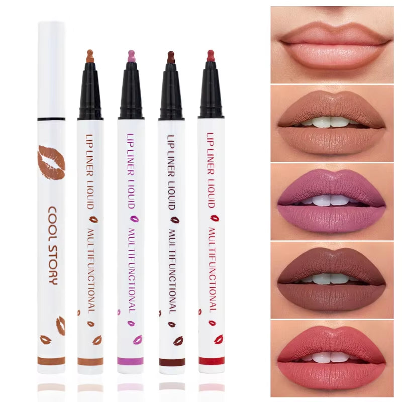 Matte Liquid Lip Liner Pencil - Long-Lasting, Quick-Drying, Smudge-Proof Cosmetic Tool for a Natural Lip Look
