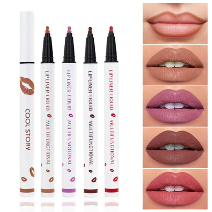 Matte Liquid Lip Liner Pencil - Long-Lasting, Quick-Drying, Smudge-Proof Cosmetic Tool for a Natural Lip Look