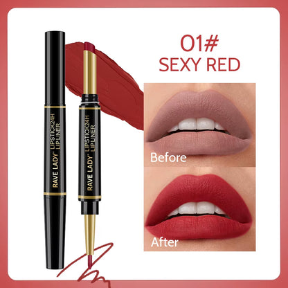 2-in-1 Matte Lipstick and Lipliner Pencil Set - 6 Colors, Waterproof, Long-Lasting, Perfect for Holiday Gifting