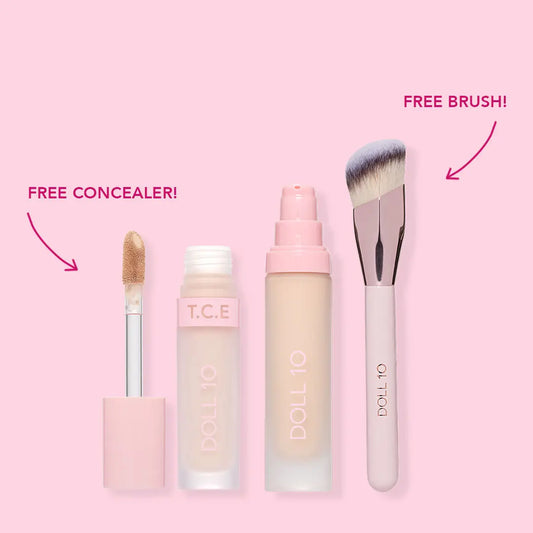 Comprehensive Complexion Set | TCE Foundation, TCE Concealer, Airbrush Foundation Brush