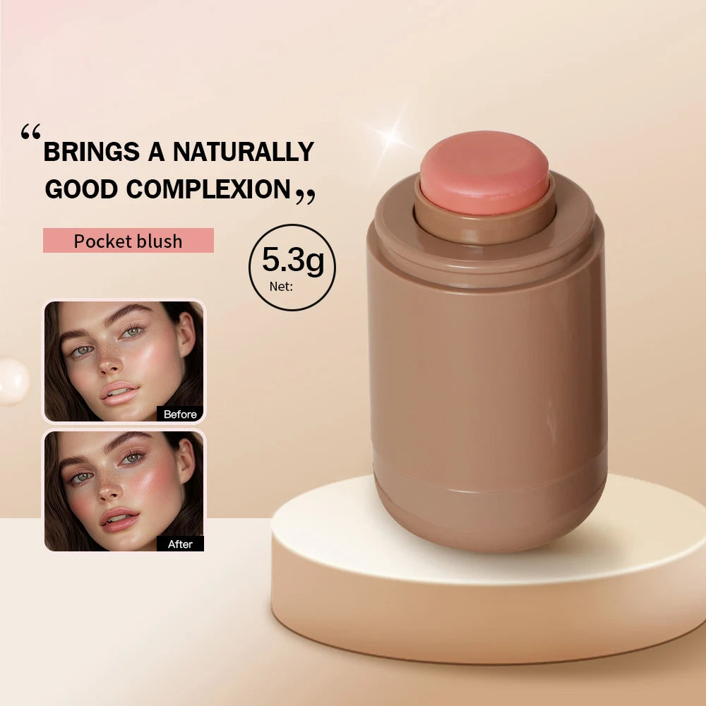 3-in-1 Blush Stick: Long-Lasting Moisturizing Cheek Color and Lip Gloss
