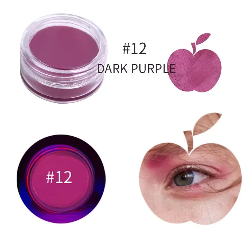 12-Color Waterproof Neon Eyeliner Cream - UV Blacklight Fluorescent Face and Body Makeup for Halloween