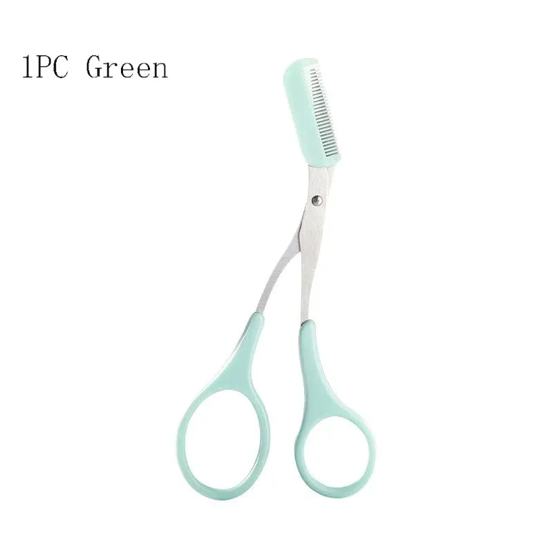 Stainless Steel Eyebrow Trimmer Scissors Set with Comb for Precision Hair Removal and Shaping - Available in 1 to 4 Pieces