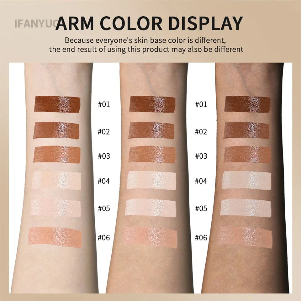 Tinted Foundation Cream Stick - Waterproof, Long-Lasting, Oil-Control, Acne Coverage, Moisturizing Concealer Serum Balm in 6 Shades