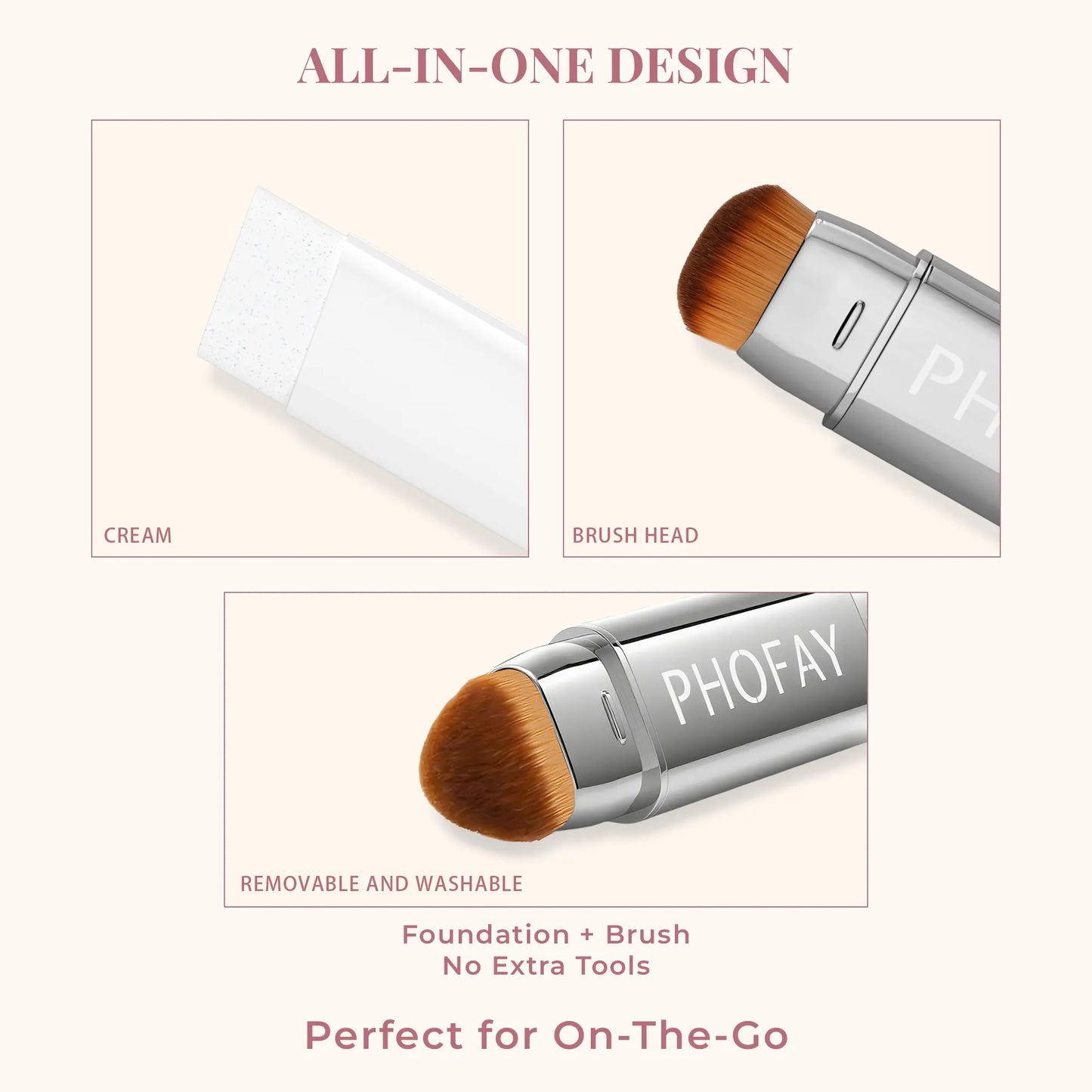 Phofay Two-in-One Color-Changing Foundation Stick - Natural Color, Lightweight Texture, Matte Finish, Ideal for Daily Use and Valentine's Day Gift