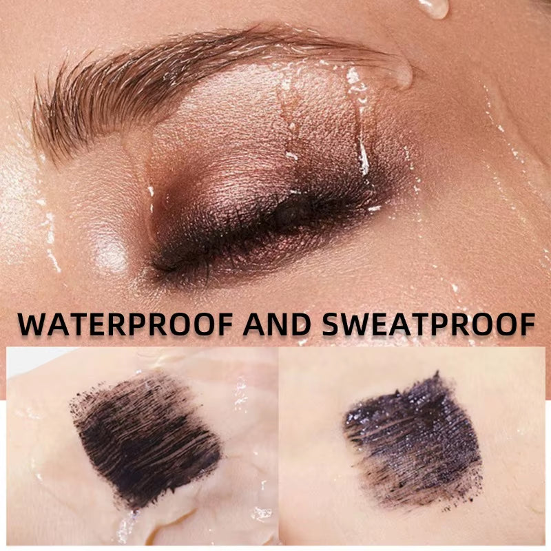 Black Waterproof Lengthening and Curling Mascara with Silk Fibers for Long-Wearing Eyelash Extensions