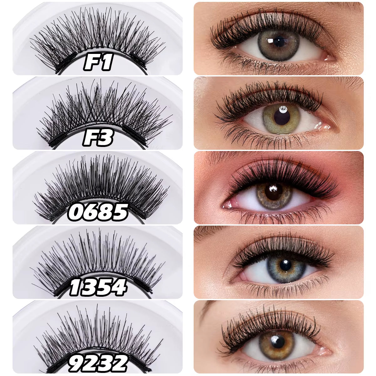 Professional Magnetic False Eyelashes Kit - 5 Pairs of Reusable Mink Lashes with Tweezers and Extension Tool