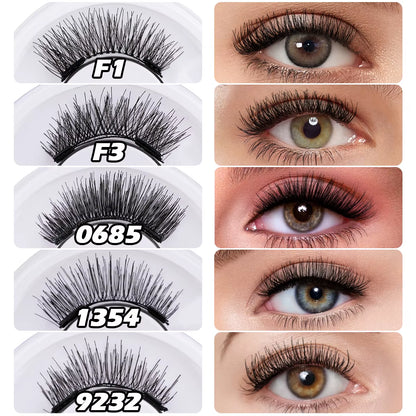 Professional Magnetic False Eyelashes Kit - 5 Pairs of Reusable Mink Lashes with Tweezers and Extension Tool