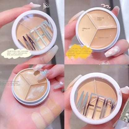 3-Color Concealer Palette for Professional Coverage of Dark Circles and Imperfections