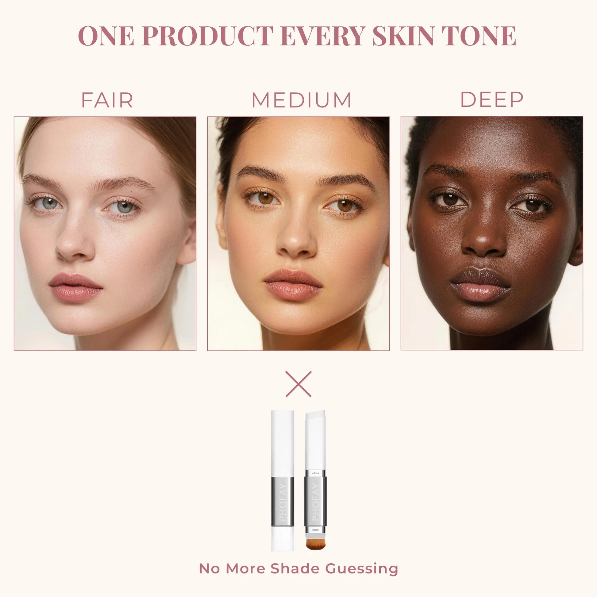 Phofay Two-in-One Color-Changing Foundation Stick - Natural Color, Lightweight Texture, Matte Finish, Ideal for Daily Use and Valentine's Day Gift