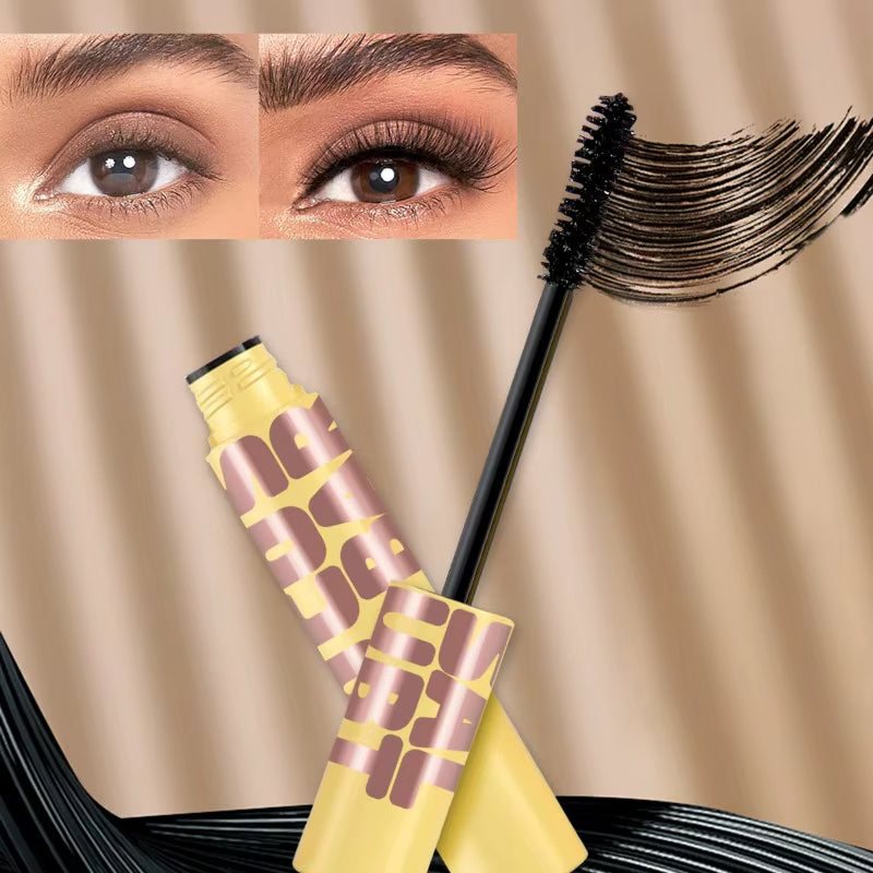 Black Waterproof Lengthening and Curling Mascara with Silk Fibers for Long-Wearing Eyelash Extensions