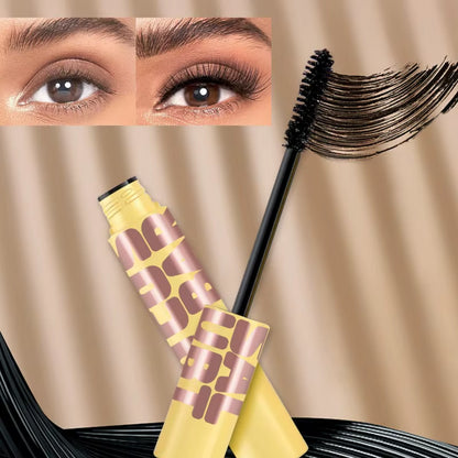 Black Waterproof Lengthening and Curling Mascara with Silk Fibers for Long-Wearing Eyelash Extensions