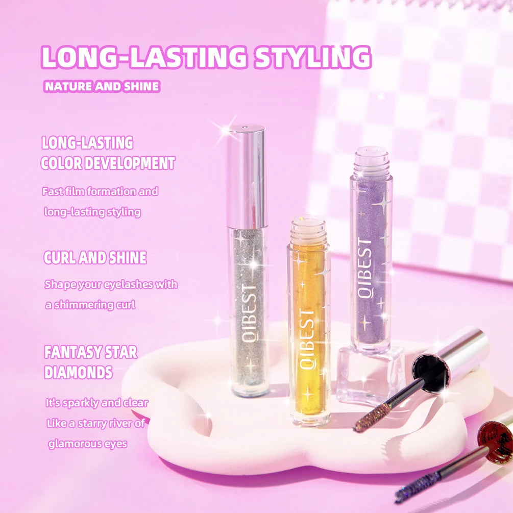Diamond Mascara with Galaxy Sequins - Sweat-Proof, Quick-Dry, Curling Formula for Long-Lasting Volume and Glitter Finish