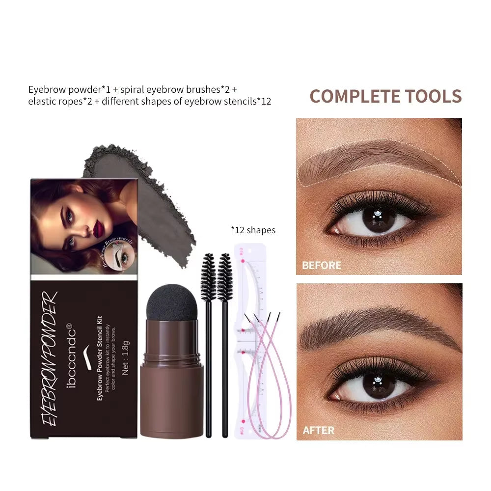 Professional Eyebrow Shaping Kit with Powder Stamp, Waterproof Pencil, and Stencils