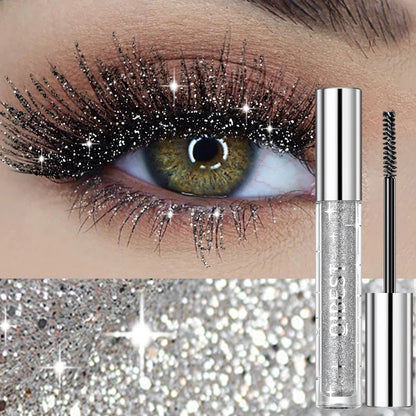 Diamond Mascara with Galaxy Sequins - Sweat-Proof, Quick-Dry, Curling Formula for Long-Lasting Volume and Glitter Finish