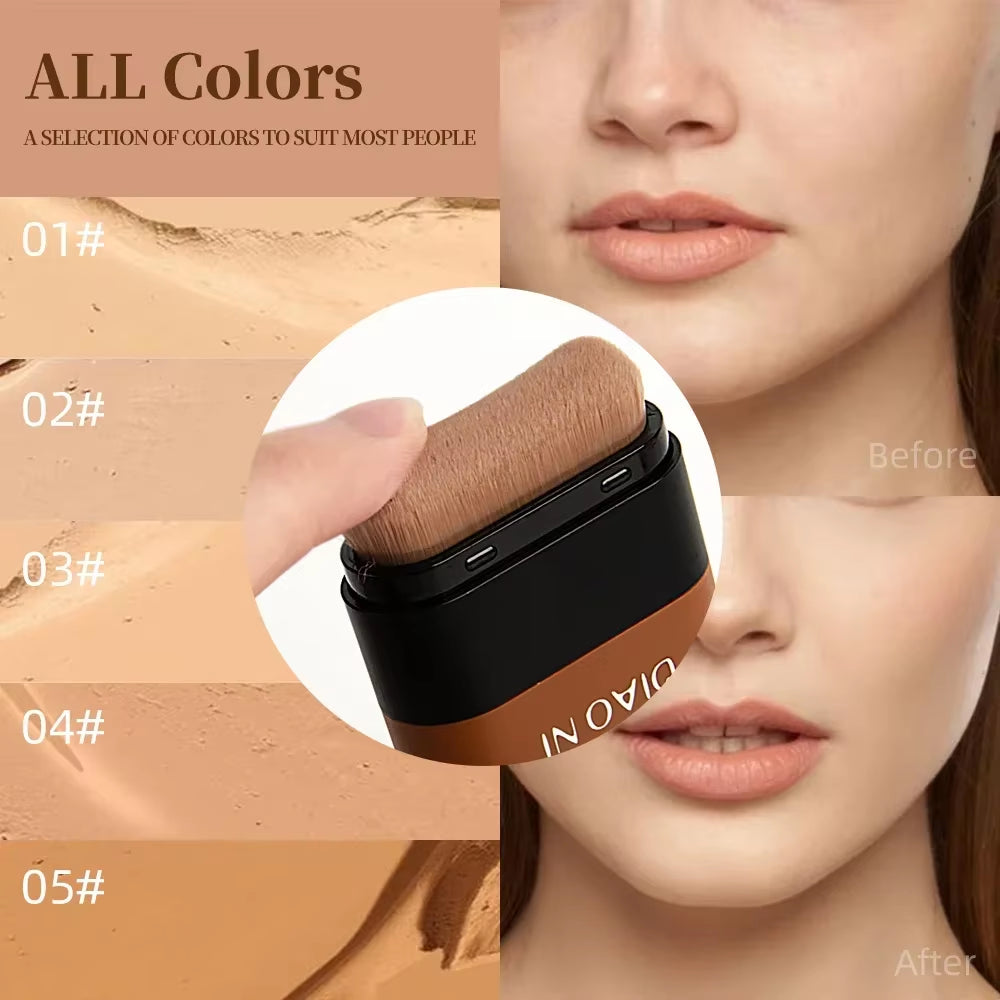 Long-Lasting Foundation Stick with Concealer Brush for Enhanced Skin Brightness