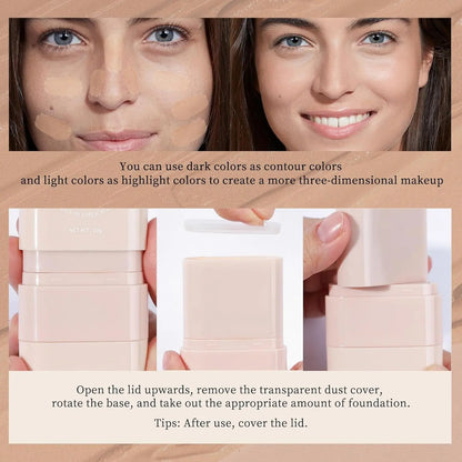 O'CHEAL Dual-Ended Concealer and Foundation Stick - 50ml Moisturizing Lightweight 2-in-1 Makeup Hydrator for an Enhanced Cosmetics Routine