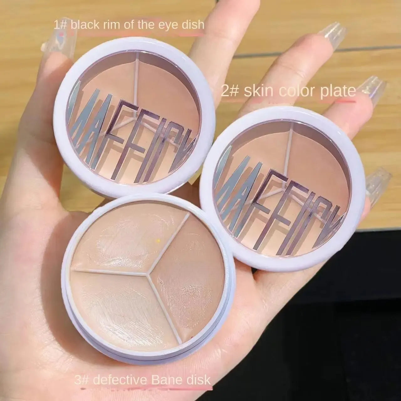 3-Color Concealer Palette for Professional Coverage of Dark Circles and Imperfections