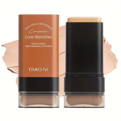 Long-Lasting Foundation Stick with Concealer Brush for Enhanced Skin Brightness