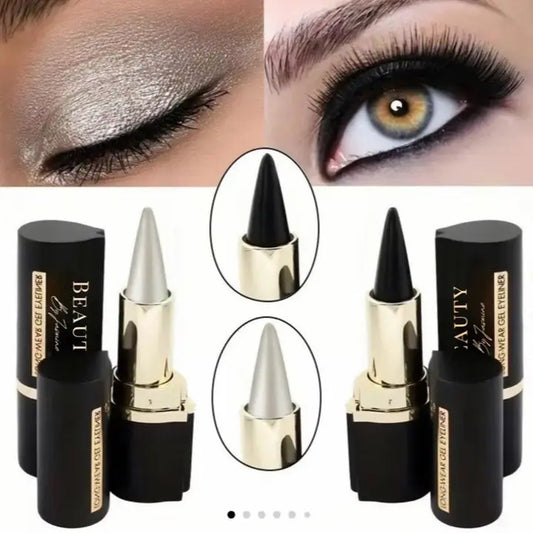 Eyeliner and Eyeshadow Duo Set in Silver and Black with Gold Accents for a Defined Look