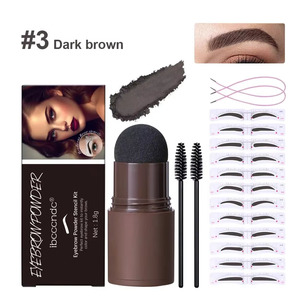 Professional Eyebrow Shaping Kit with Powder Stamp, Waterproof Pencil, and Stencils