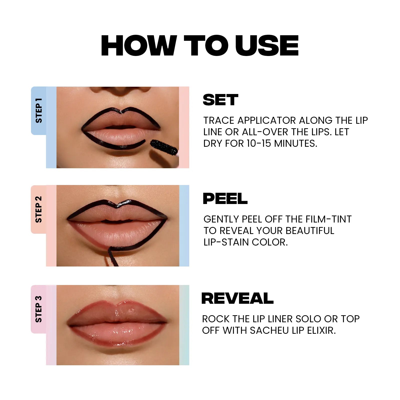 Lip Liner Stay-N - Peel-Off Lip Stain with Hyaluronic Acid & Vitamin E - Long-Lasting All-Day and Night Formula - 0.12 Fl Oz / 3.5 Ml