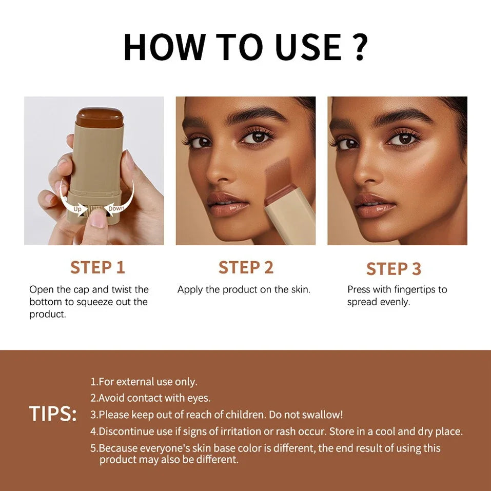 Tinted Foundation Cream Stick - Waterproof, Long-Lasting, Oil-Control, Acne Coverage, Moisturizing Concealer Serum Balm in 6 Shades