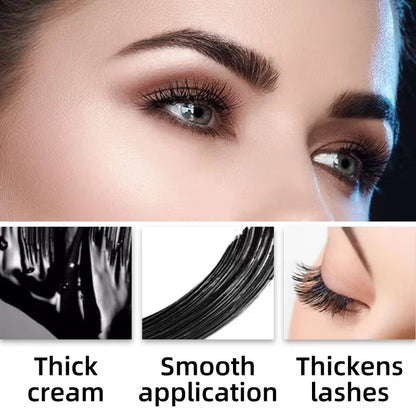 Black Waterproof Lengthening and Curling Mascara with Silk Fibers for Long-Wearing Eyelash Extensions