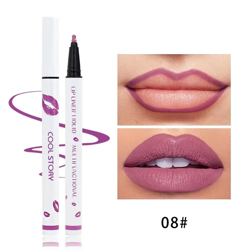Matte Liquid Lip Liner Pencil - Long-Lasting, Quick-Drying, Smudge-Proof Cosmetic Tool for a Natural Lip Look