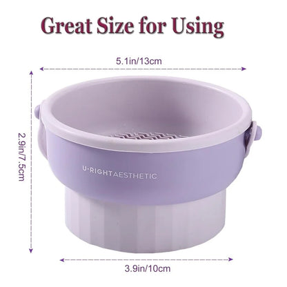 3-in-1 Silicone Makeup Brush Cleaner Mat with Foldable Washing Bowl and Drying Tools for Brushes and Sponges