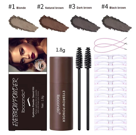 Professional Eyebrow Shaping Kit with Powder Stamp, Waterproof Pencil, and Stencils