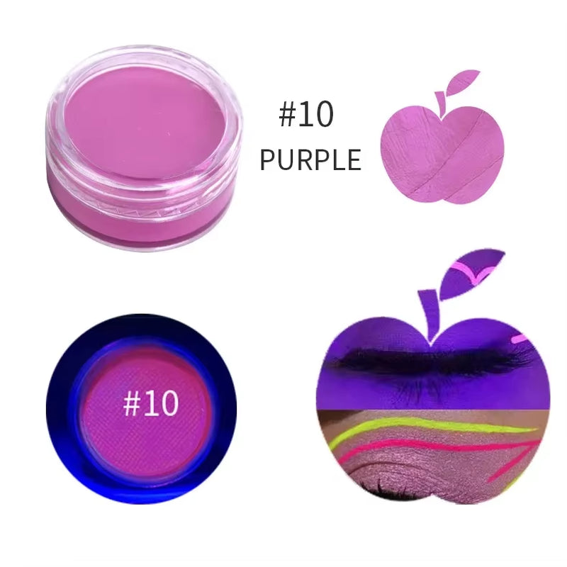 12-Color Waterproof Neon Eyeliner Cream - UV Blacklight Fluorescent Face and Body Makeup for Halloween