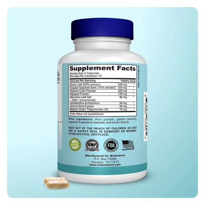 15-Day Gut and Colon Support Cleanse | Caffeine-Free Advanced Formula with Senna, Cascara Sagrada, and Psyllium Husk | Non-GMO | 30 Capsules