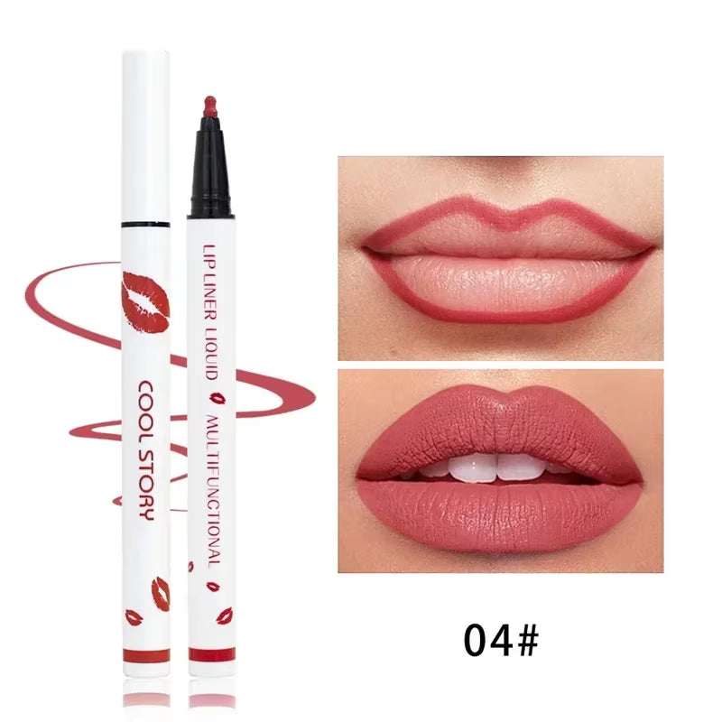 Matte Liquid Lip Liner Pencil - Long-Lasting, Quick-Drying, Smudge-Proof Cosmetic Tool for a Natural Lip Look