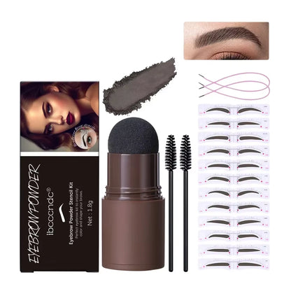 Professional Eyebrow Shaping Kit with Powder Stamp, Waterproof Pencil, and Stencils