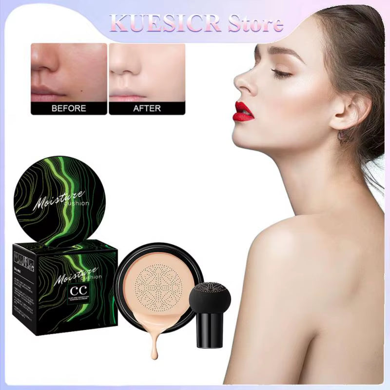 Mushroom Head Air Cushion CC Cream - Natural Moisturizing Foundation and Concealer with Whitening and Oil-Control Properties