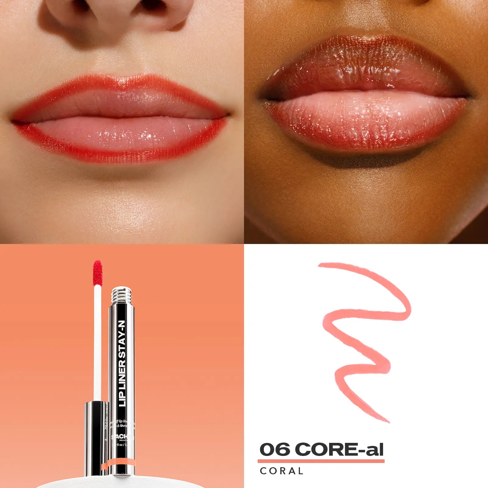 Lip Liner Stay-N - Peel-Off Lip Stain with Hyaluronic Acid & Vitamin E - Long-Lasting All-Day and Night Formula - 0.12 Fl Oz / 3.5 Ml